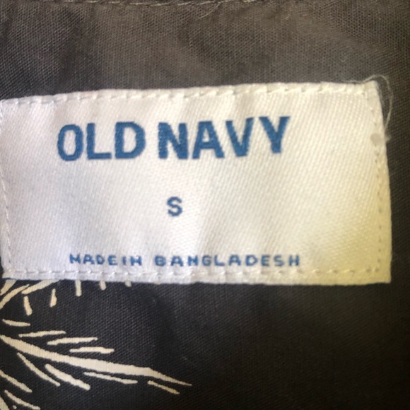 old navy navy white palm tree hawaiian button down - Picture 2 of 4